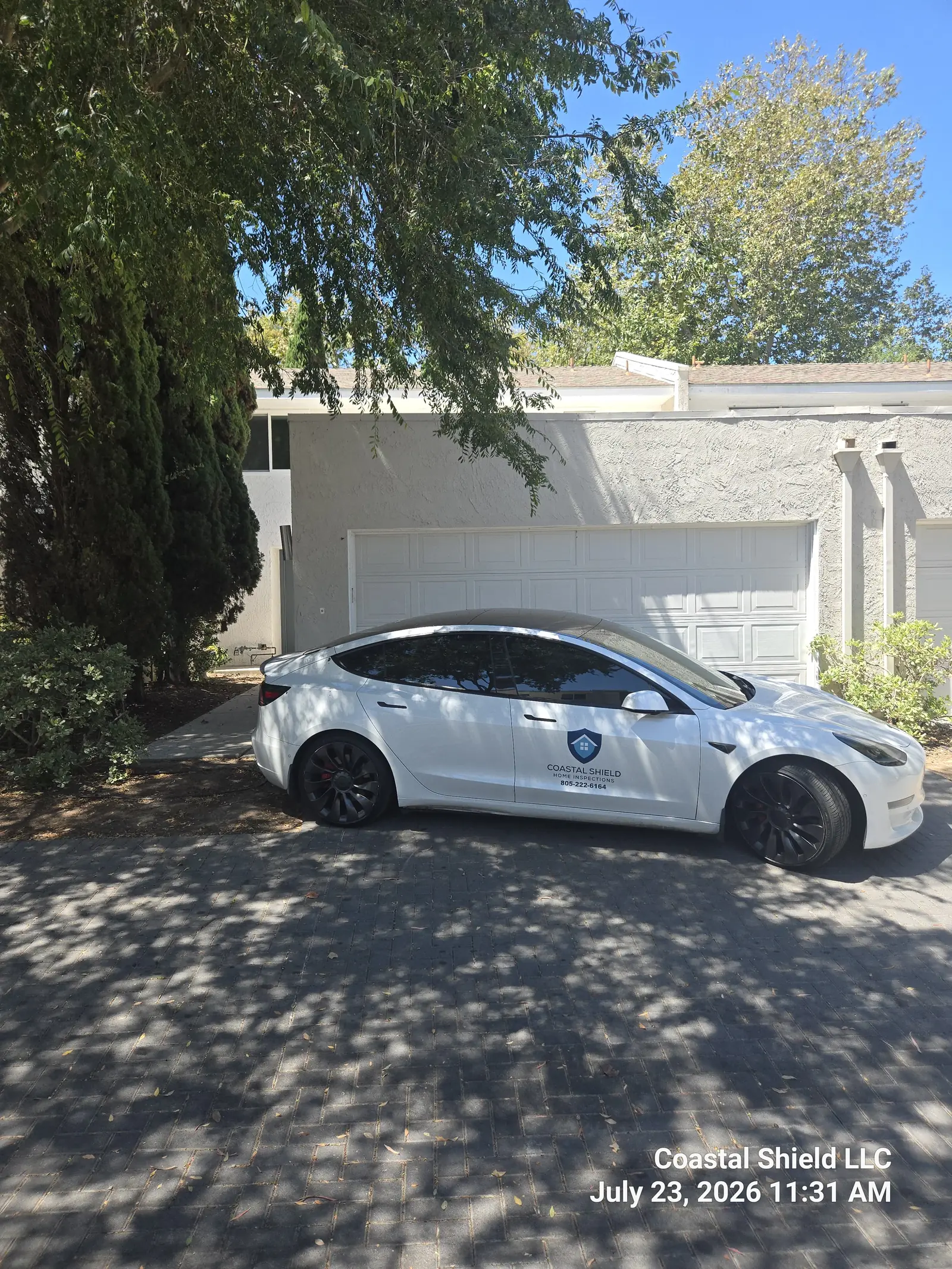 Coastal Shield Home Inspections branded vehicle parked at a Santa Barbara inspection